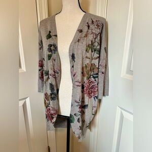 Floral Gray open Cardigan Sweater